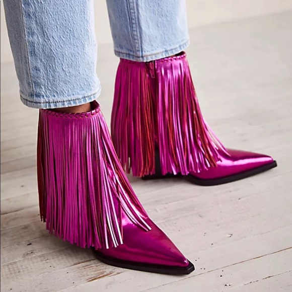 Jeffrey Campbell Small town fringe bootie pink - Picture 1 of 1